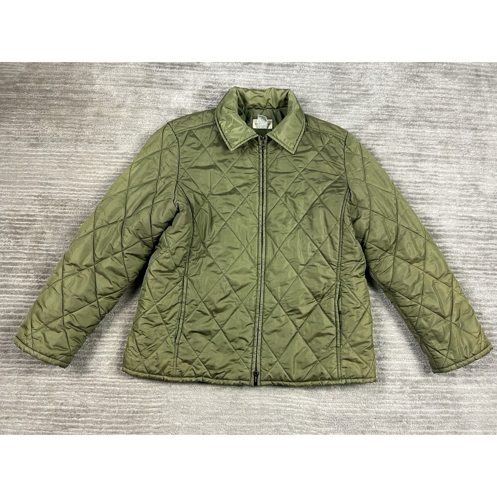G.H. Bass & Co Jacket Mens Large Green Quilted Long Sleeve Full Zip Puffer